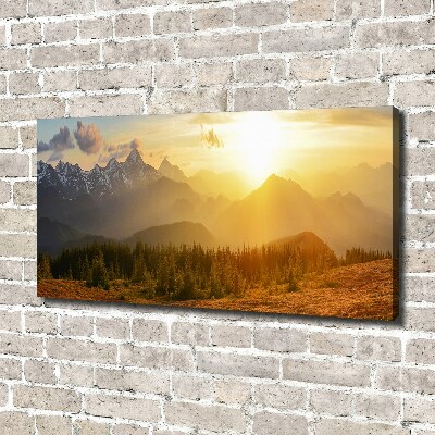 Tableau toile imprimée Coucher de soleil sur les montagnes