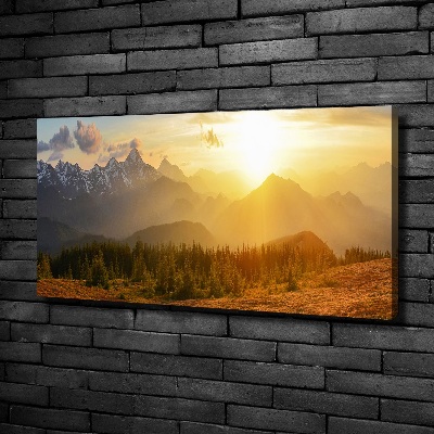 Tableau toile imprimée Coucher de soleil sur les montagnes