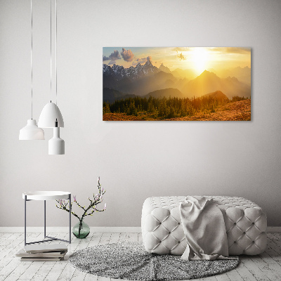 Tableau toile imprimée Coucher de soleil sur les montagnes