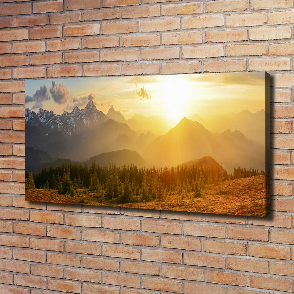 Tableau toile imprimée Coucher de soleil sur les montagnes