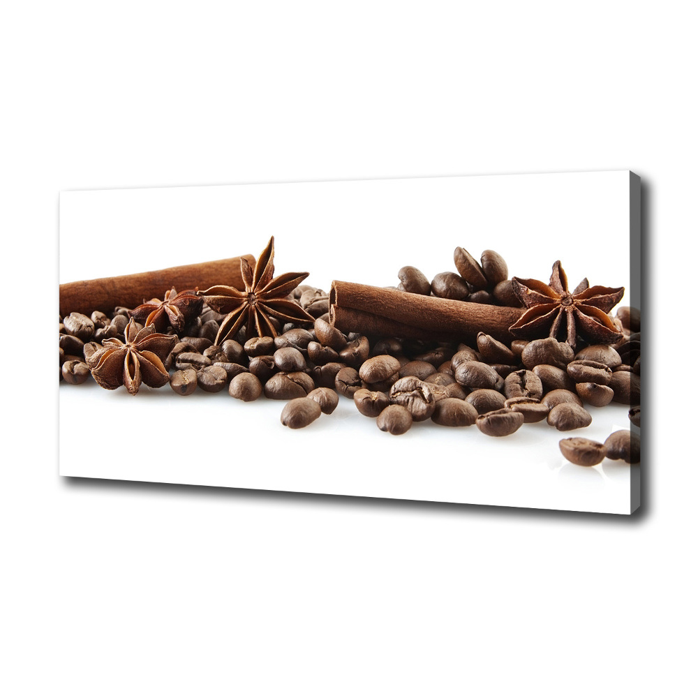 Tableau mural sur toile Grains de café cannelle