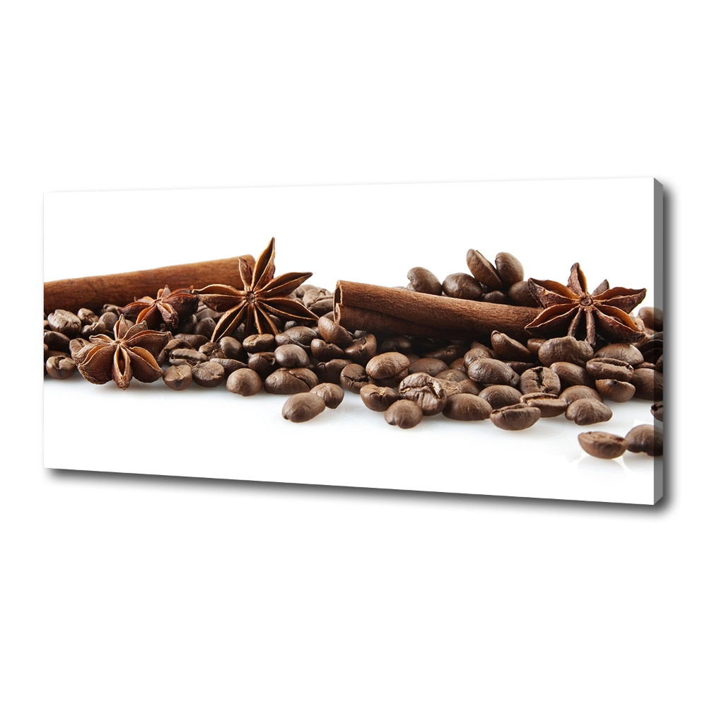 Tableau mural sur toile Grains de café cannelle