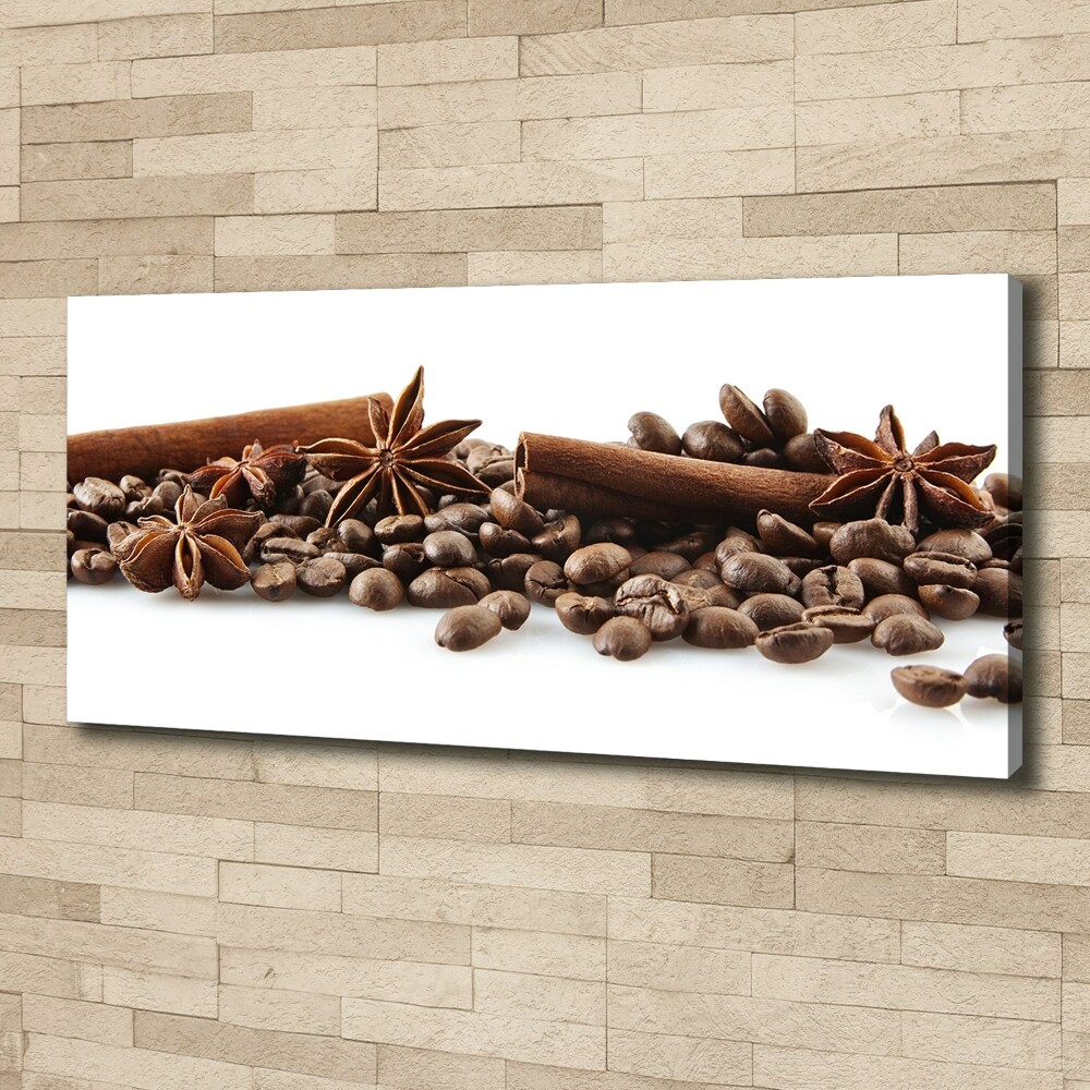 Tableau mural sur toile Grains de café cannelle