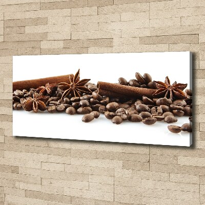 Tableau mural sur toile Grains de café cannelle