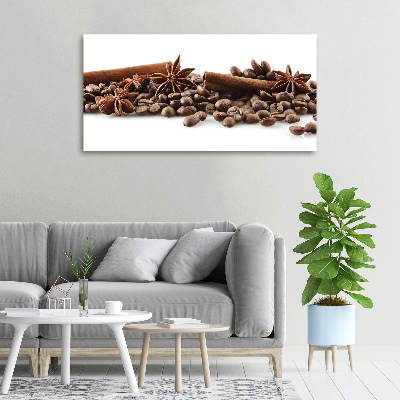 Tableau mural sur toile Grains de café cannelle