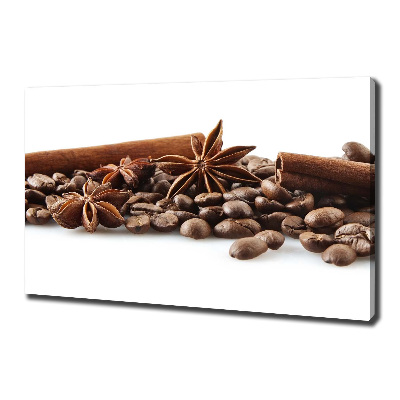 Tableau mural sur toile Grains de café cannelle