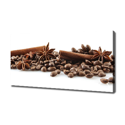 Tableau mural sur toile Grains de café cannelle