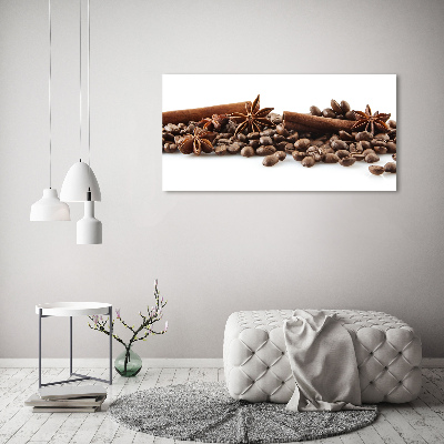 Tableau mural sur toile Grains de café cannelle