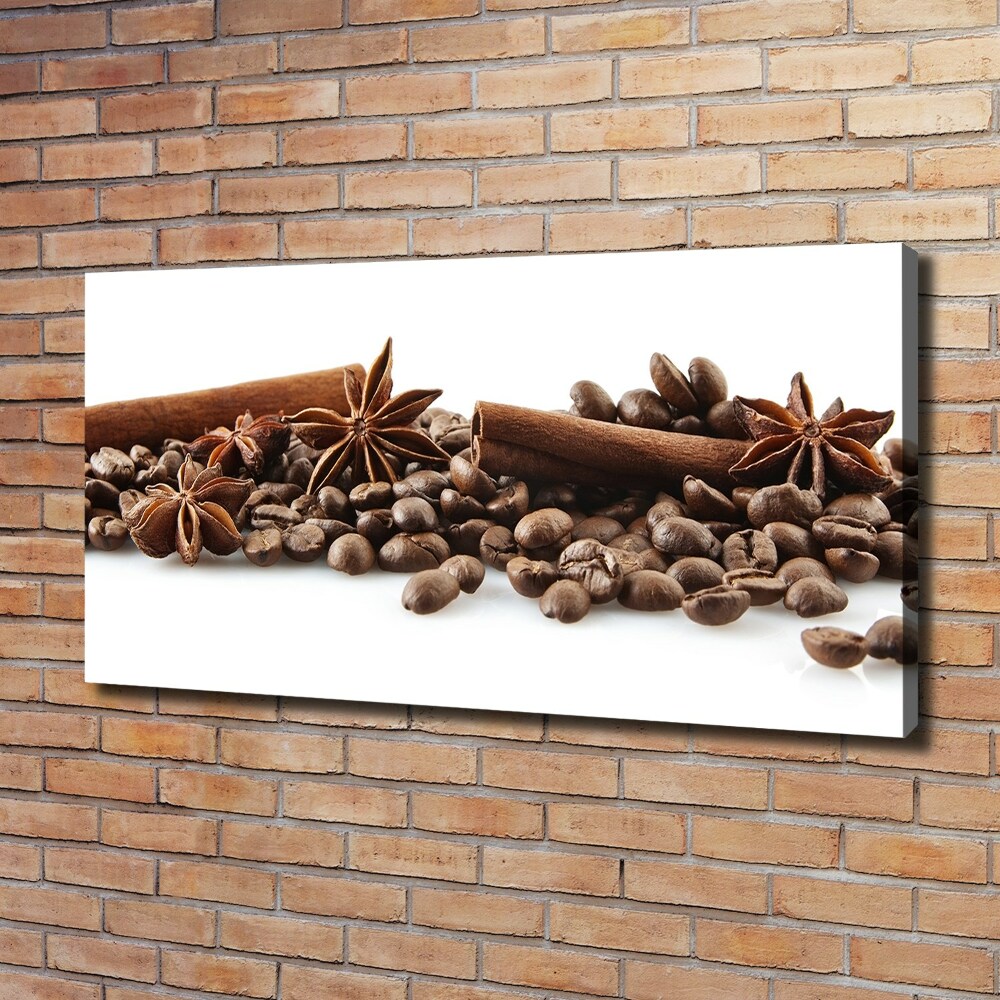 Tableau mural sur toile Grains de café cannelle