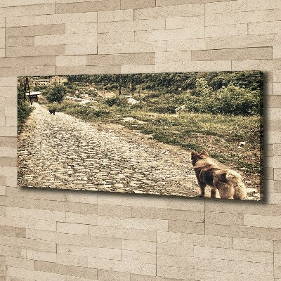 Tableau sur toile Deux chiens sur une colline