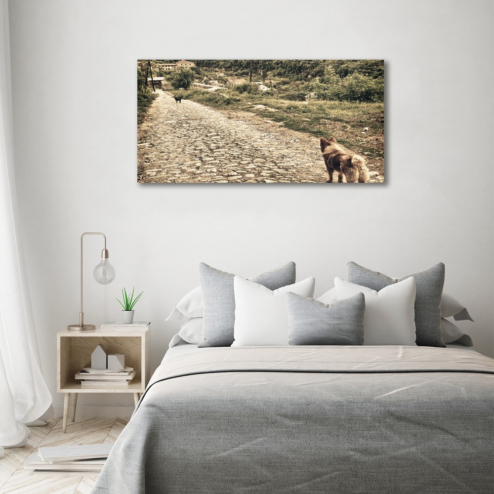 Tableau sur toile Deux chiens sur une colline