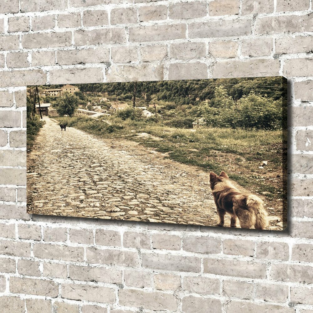 Tableau sur toile Deux chiens sur une colline