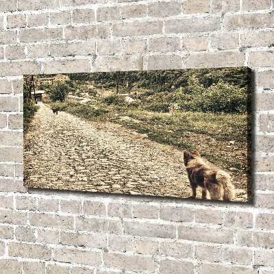 Tableau sur toile Deux chiens sur une colline