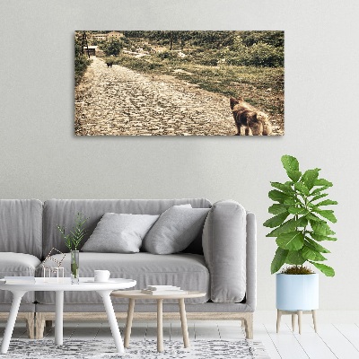 Tableau sur toile Deux chiens sur une colline