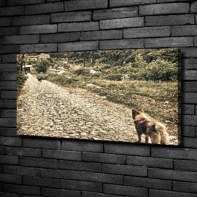 Tableau sur toile Deux chiens sur une colline