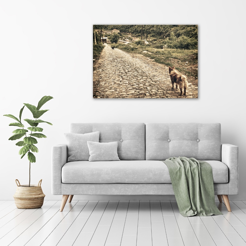 Tableau sur toile Deux chiens sur une colline