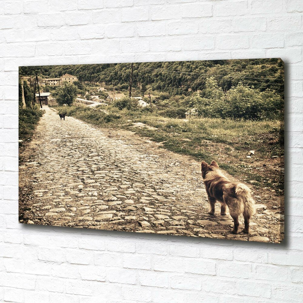 Tableau sur toile Deux chiens sur une colline