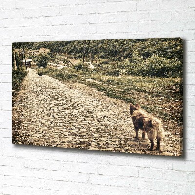 Tableau sur toile Deux chiens sur une colline