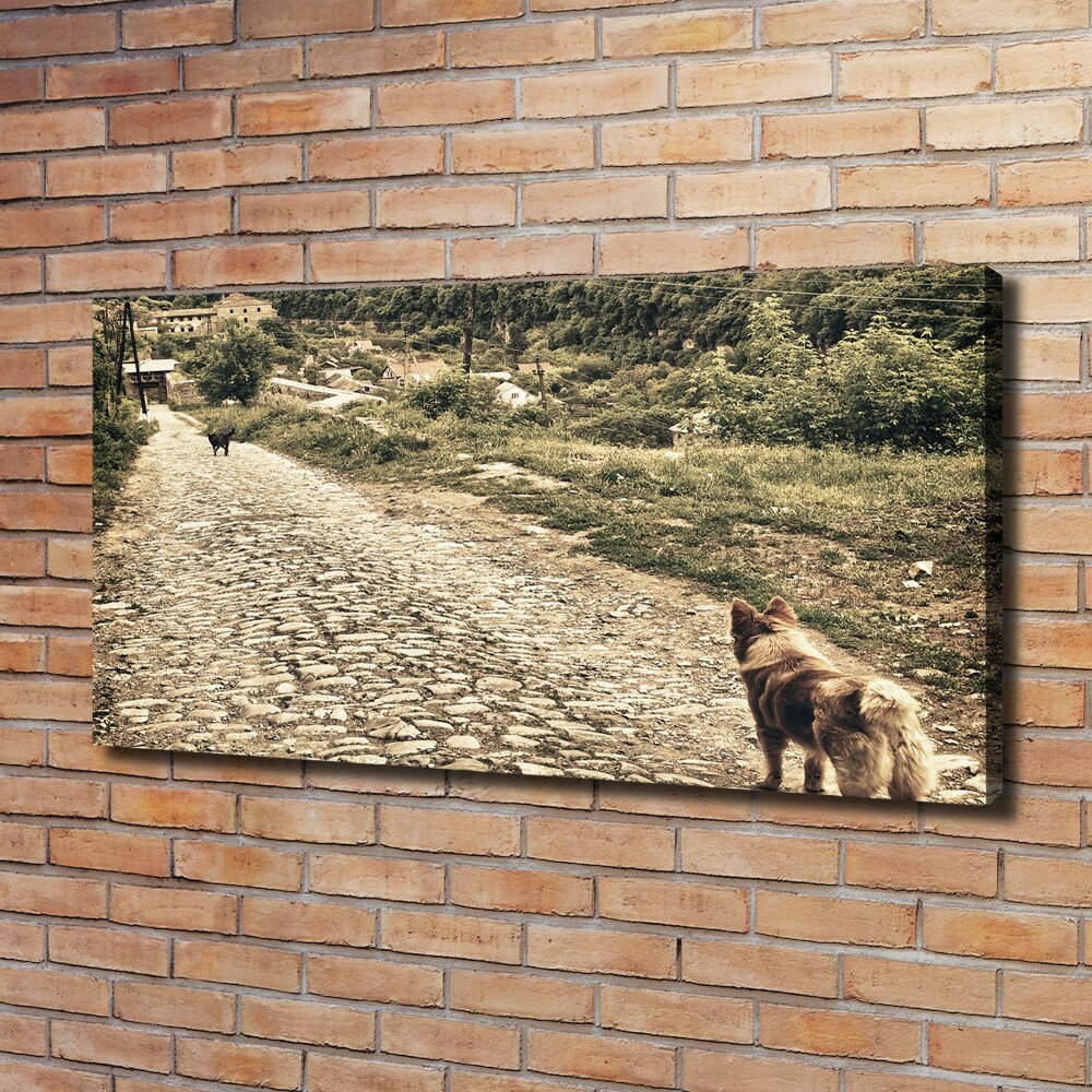 Tableau sur toile Deux chiens sur une colline