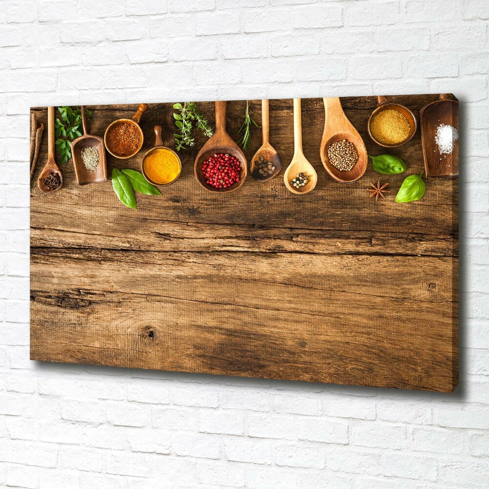 Tableau mural sur toile Epices en bois