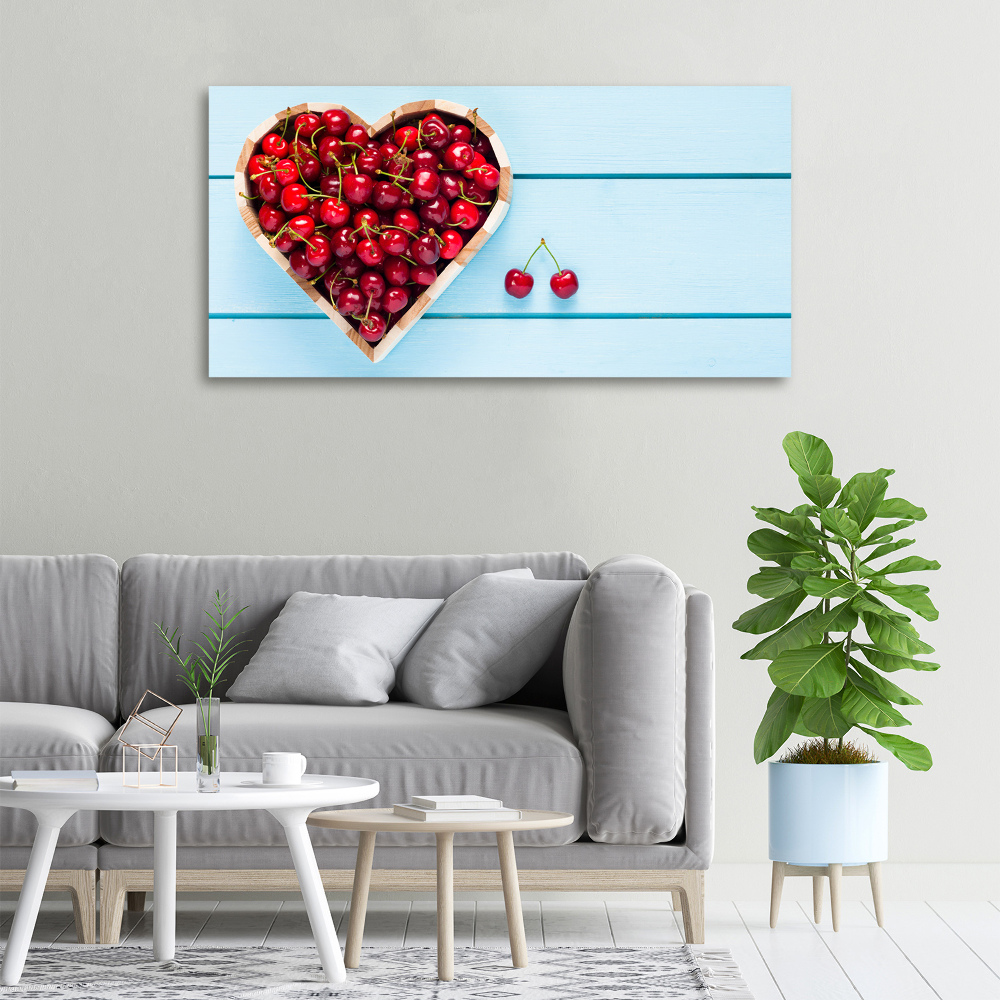 Tableau toile imprimée Coeur en cerises