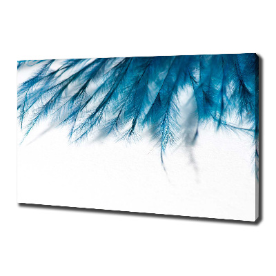 Tableau toile imprimée Plumes bleues