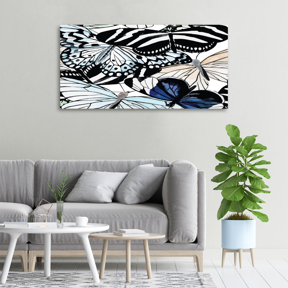 Tableau mural sur toile Papillons et fleurs