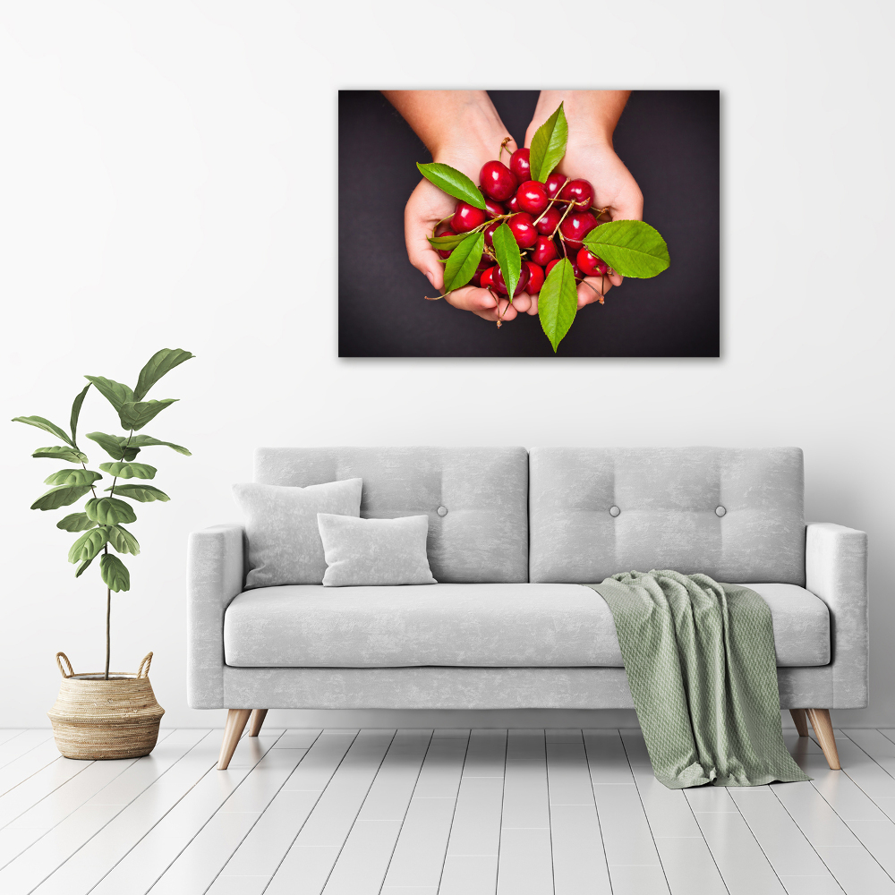 Tableau sur toile Cerises dans les mains