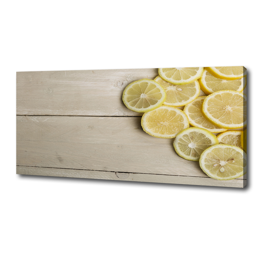 Tableau sur toile Citrons en bois