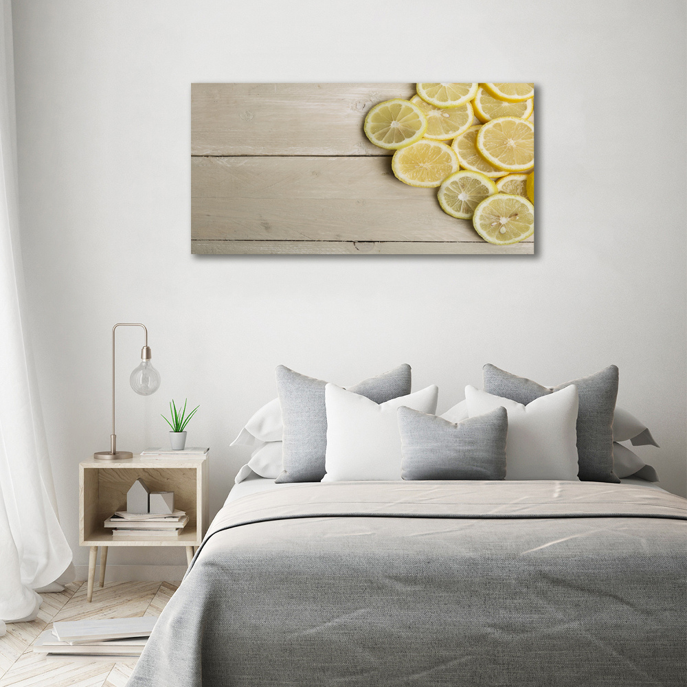 Tableau sur toile Citrons en bois