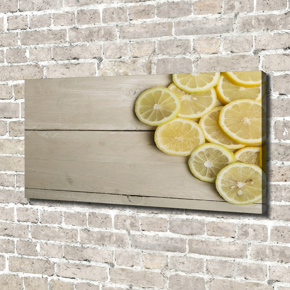 Tableau sur toile Citrons en bois