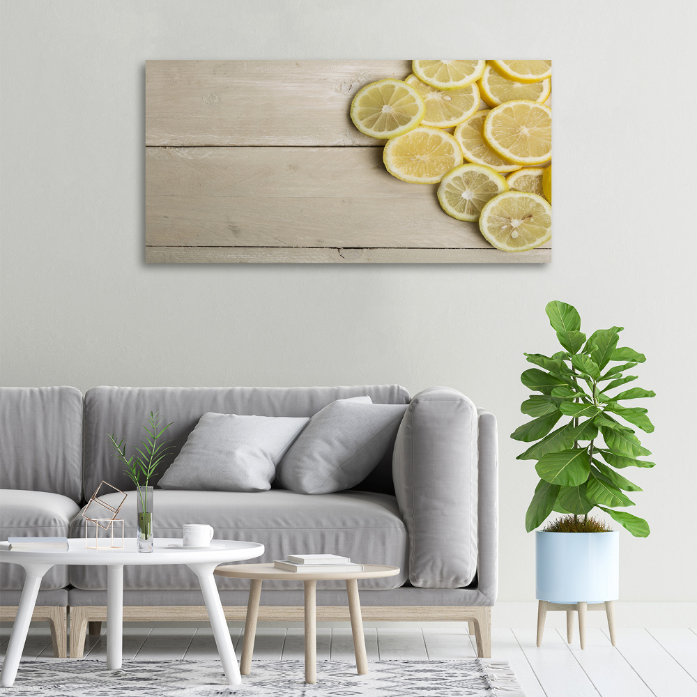 Tableau sur toile Citrons en bois