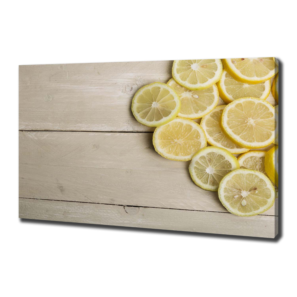 Tableau sur toile Citrons en bois