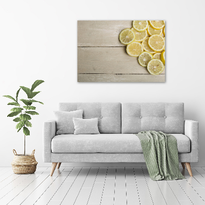 Tableau sur toile Citrons en bois