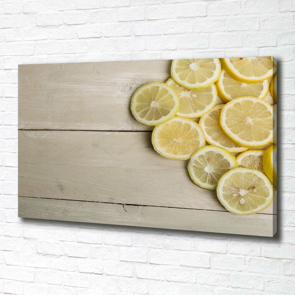 Tableau sur toile Citrons en bois