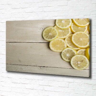 Tableau sur toile Citrons en bois