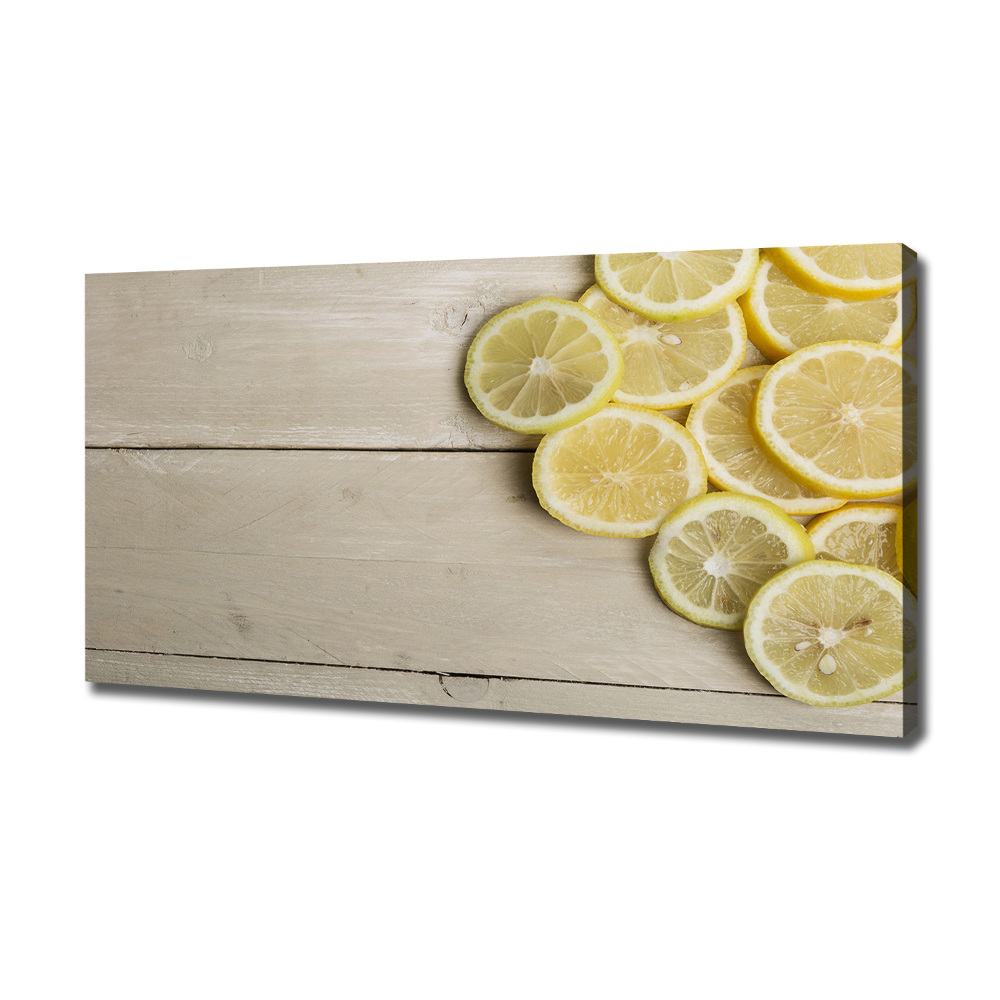 Tableau sur toile Citrons en bois