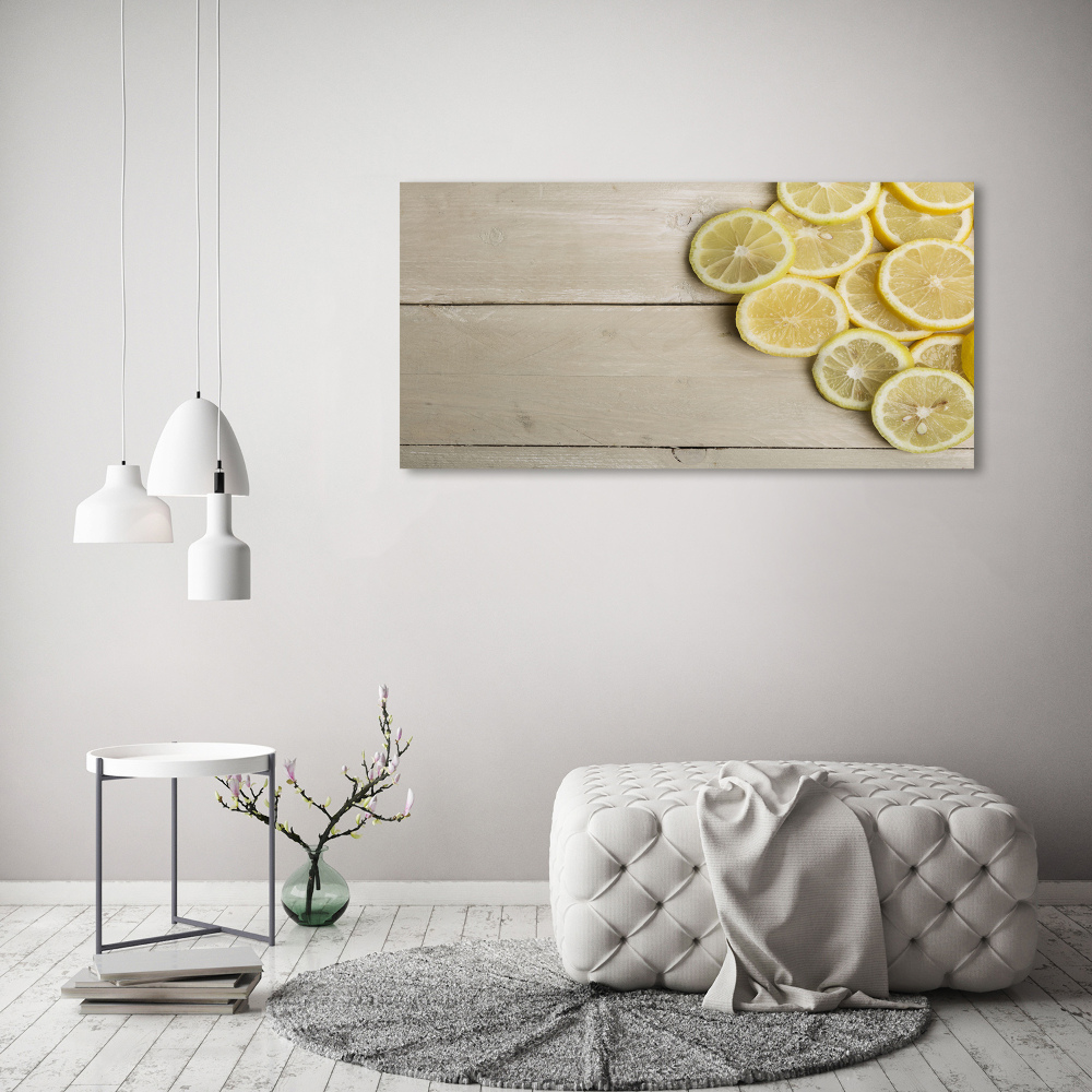 Tableau sur toile Citrons en bois