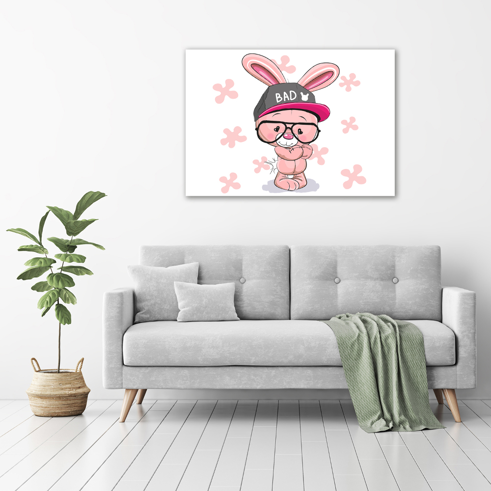 Tableau mural sur toile Lapin en casquette