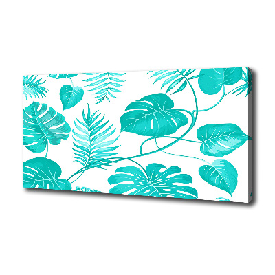 Tableau imprimé sur toile Feuilles bleues tropicales