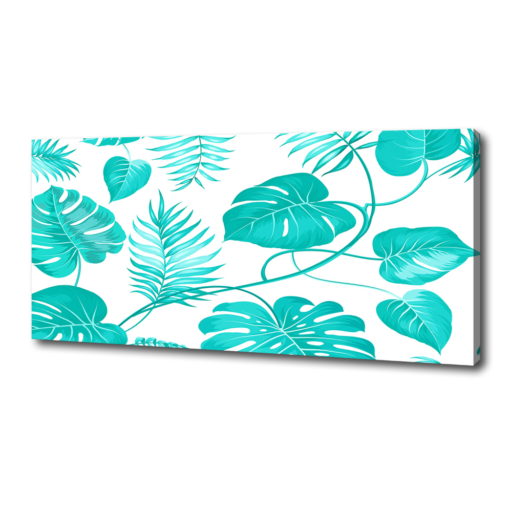 Tableau imprimé sur toile Feuilles bleues tropicales