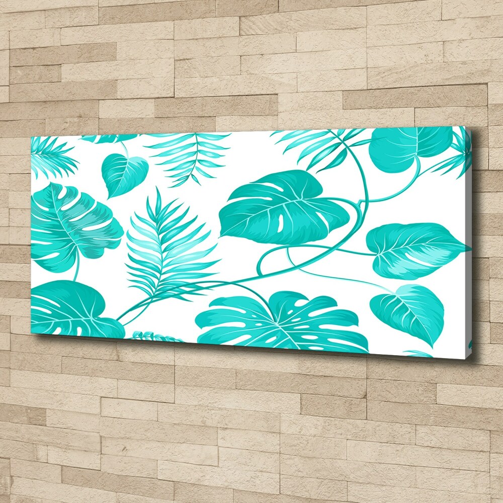 Tableau imprimé sur toile Feuilles bleues tropicales