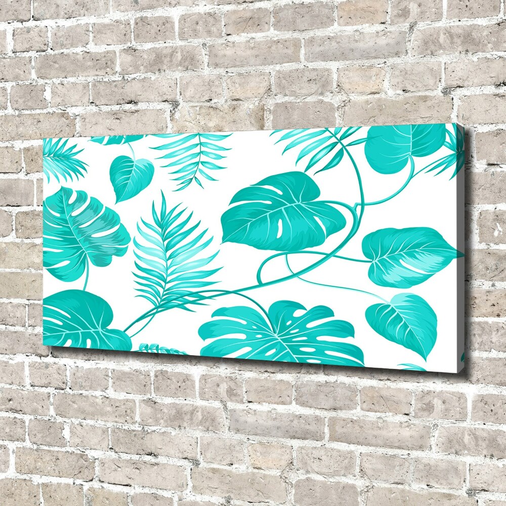 Tableau imprimé sur toile Feuilles bleues tropicales