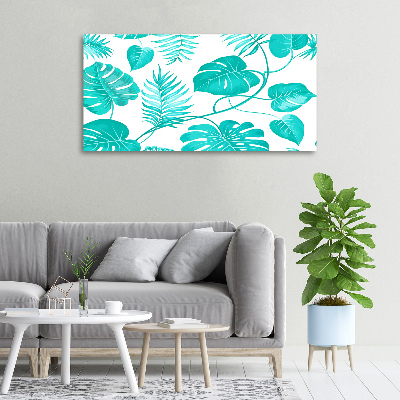 Tableau imprimé sur toile Feuilles bleues tropicales