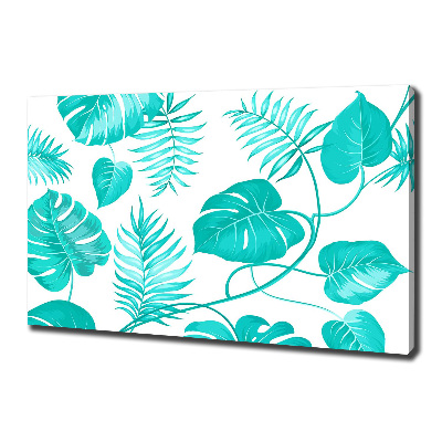 Tableau imprimé sur toile Feuilles bleues tropicales