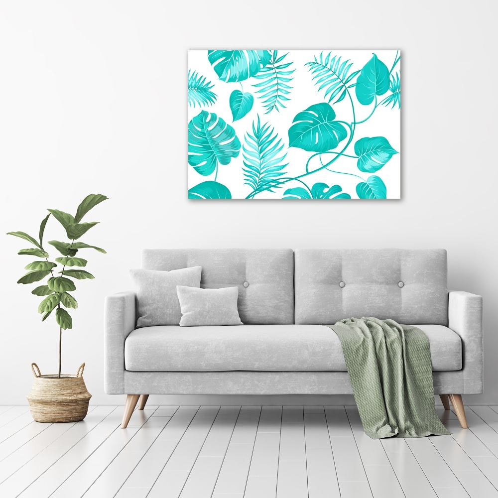 Tableau imprimé sur toile Feuilles bleues tropicales