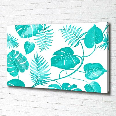 Tableau imprimé sur toile Feuilles bleues tropicales