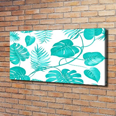 Tableau imprimé sur toile Feuilles bleues tropicales