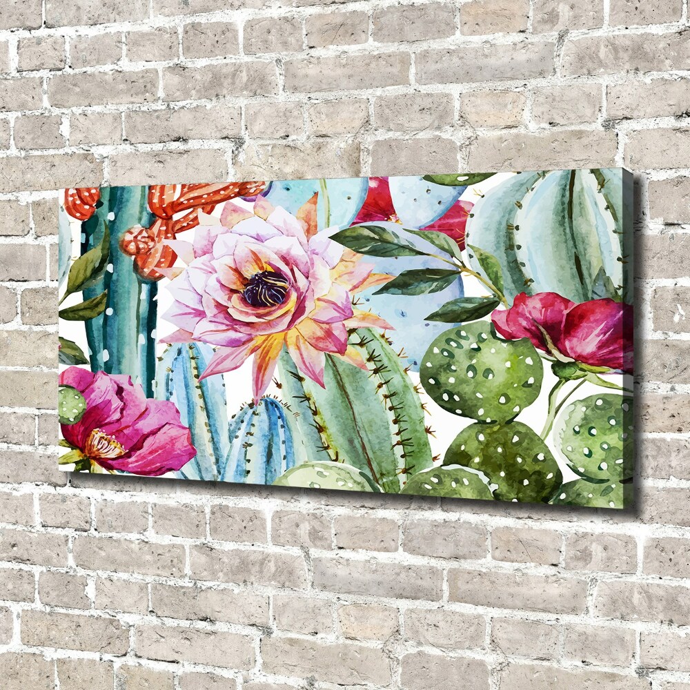 Tableau mural sur toile Cacti et fleurs