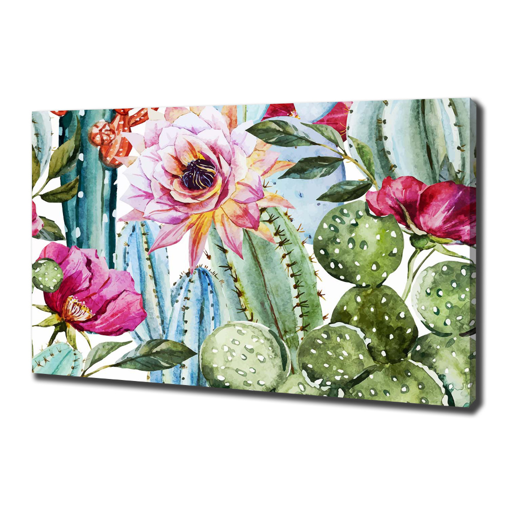 Tableau mural sur toile Cacti et fleurs